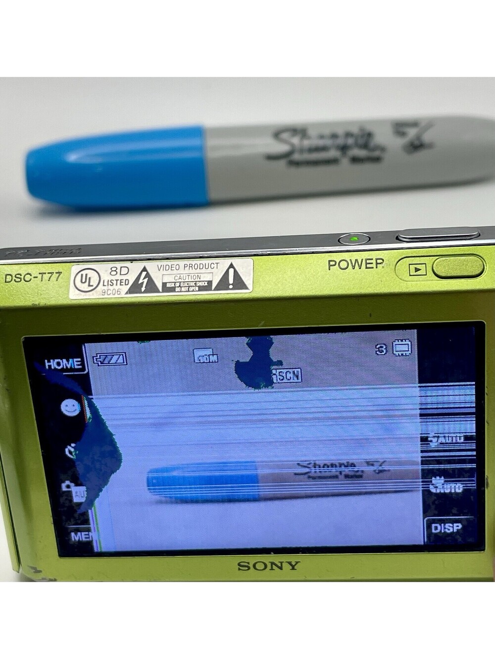 Sony Cyber-shot DSC-T77 Compact Camera Cyber Shot Green ~ Damaged Screen